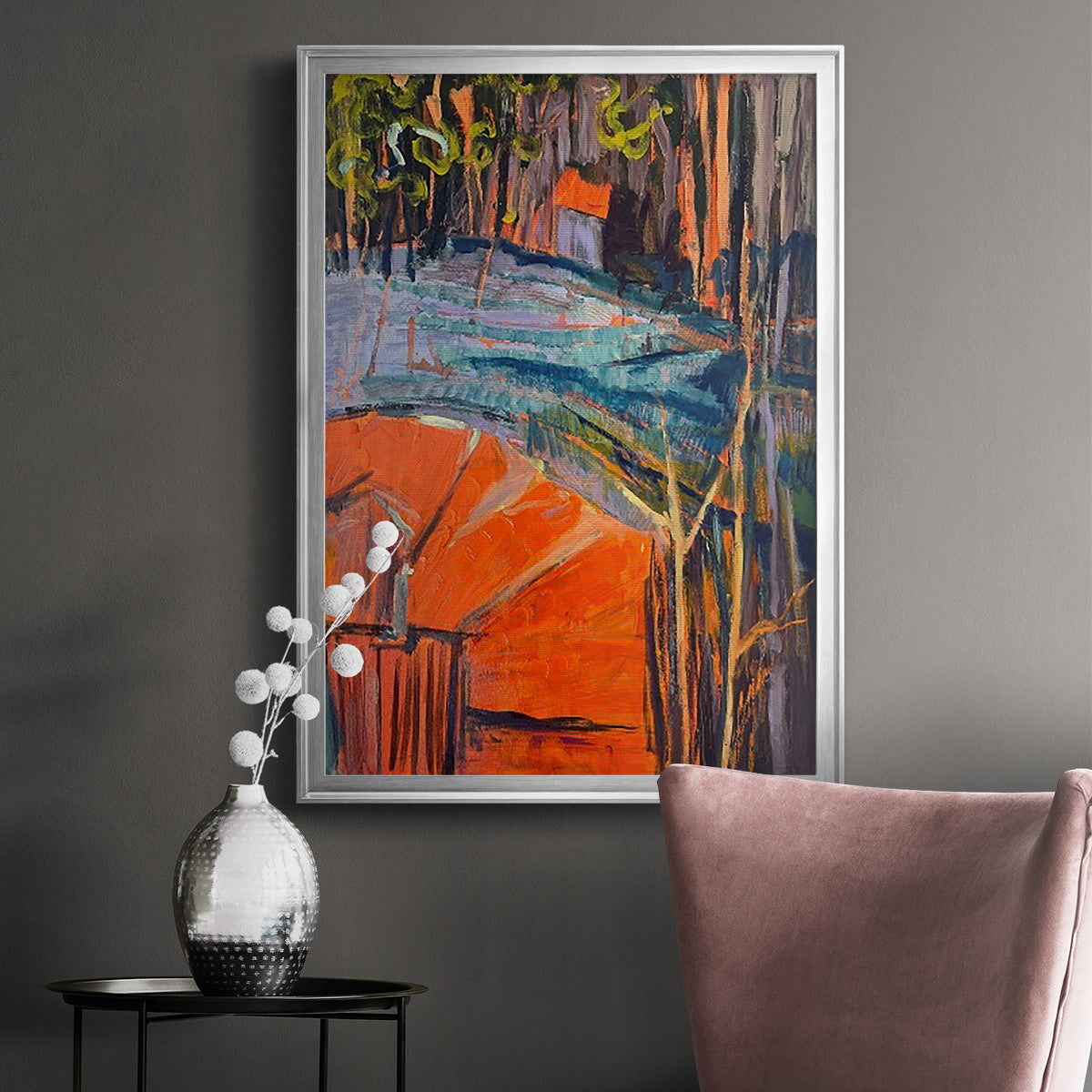 Cadmium Winter Solstice IV - Modern Framed Canvas Print