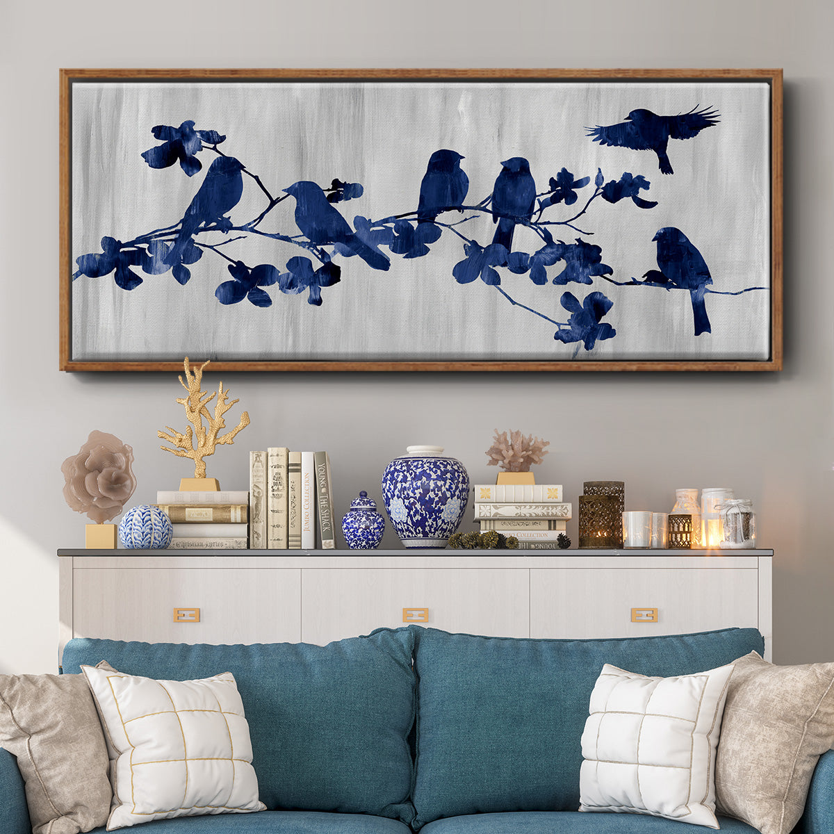 Indigo Hangout - Floater Framed Canvas Print