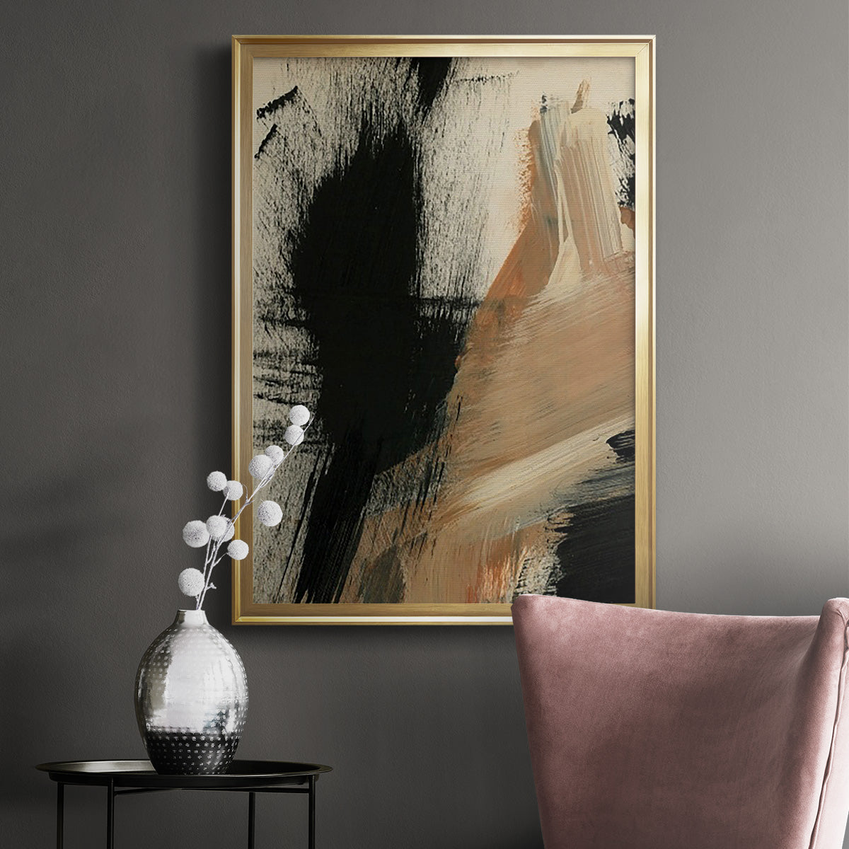 Baked Paintstrokes I - Modern Framed Canvas Print