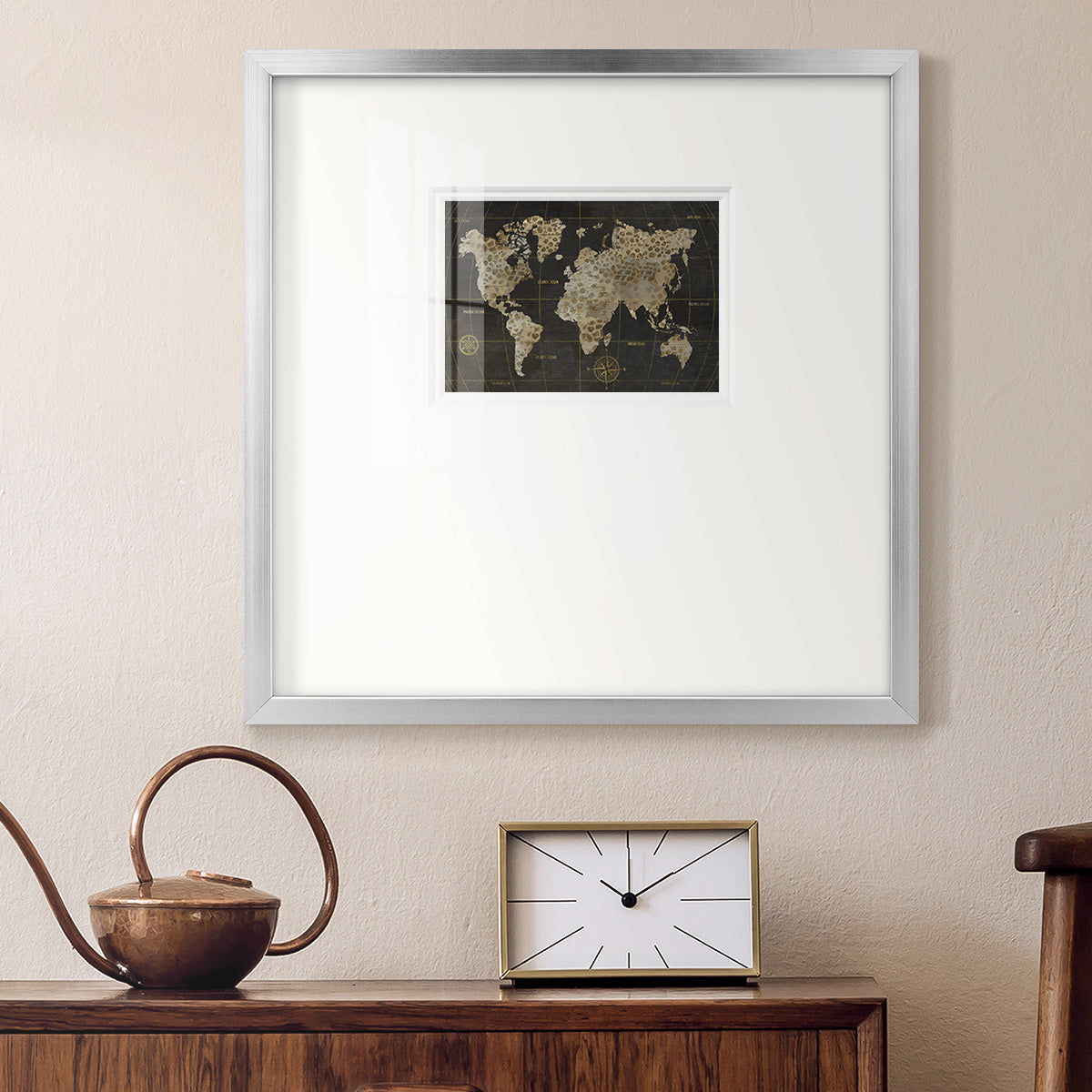 Safari World Map Premium Framed Print Double Matboard