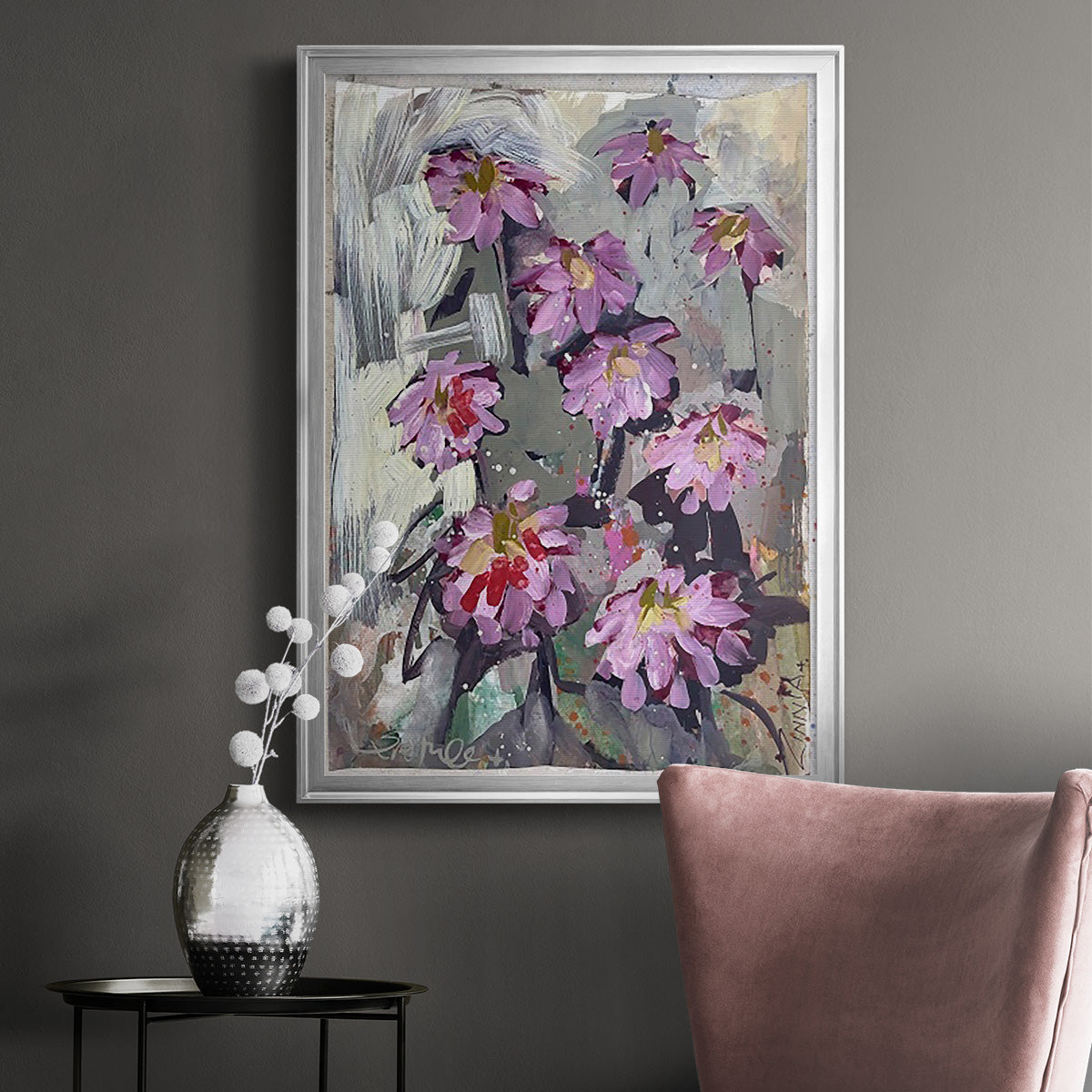 Zinnia II - Modern Framed Canvas Print