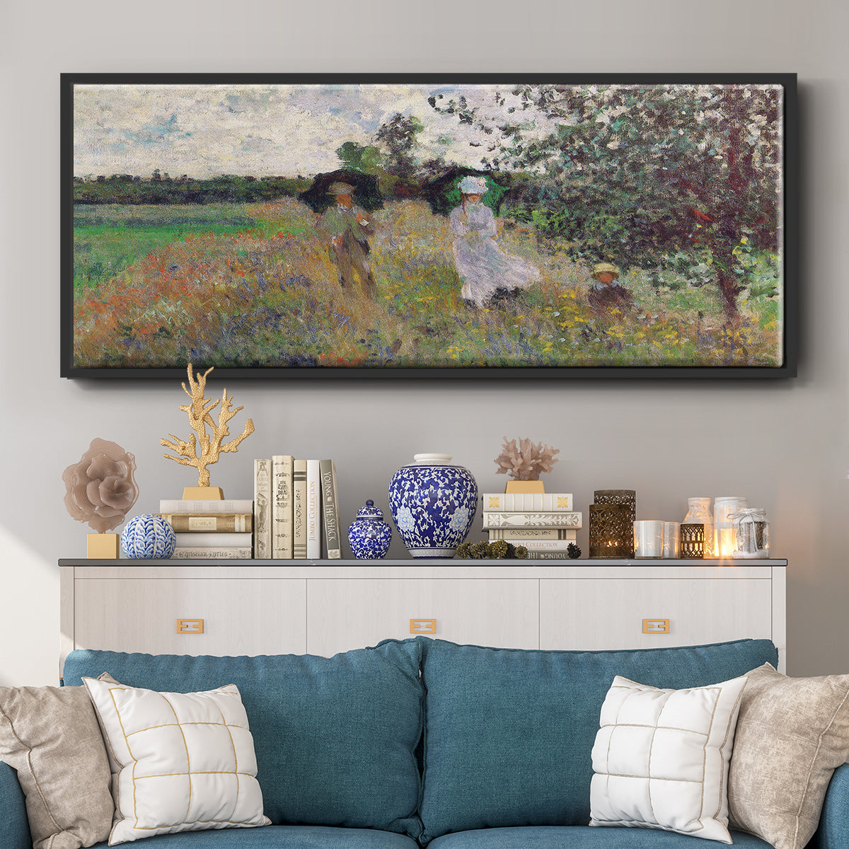 Promenade a Argenteuil, 1875 - Floater Framed Canvas Print