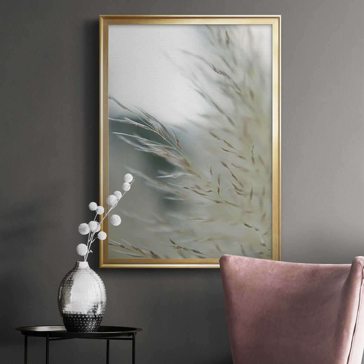 Subtle Grasses II - Modern Framed Canvas Print