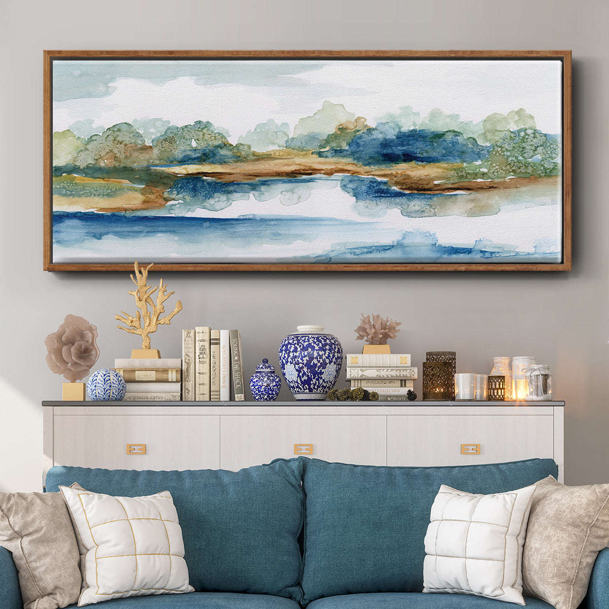 Blue Serenity - Floater Framed Canvas Print