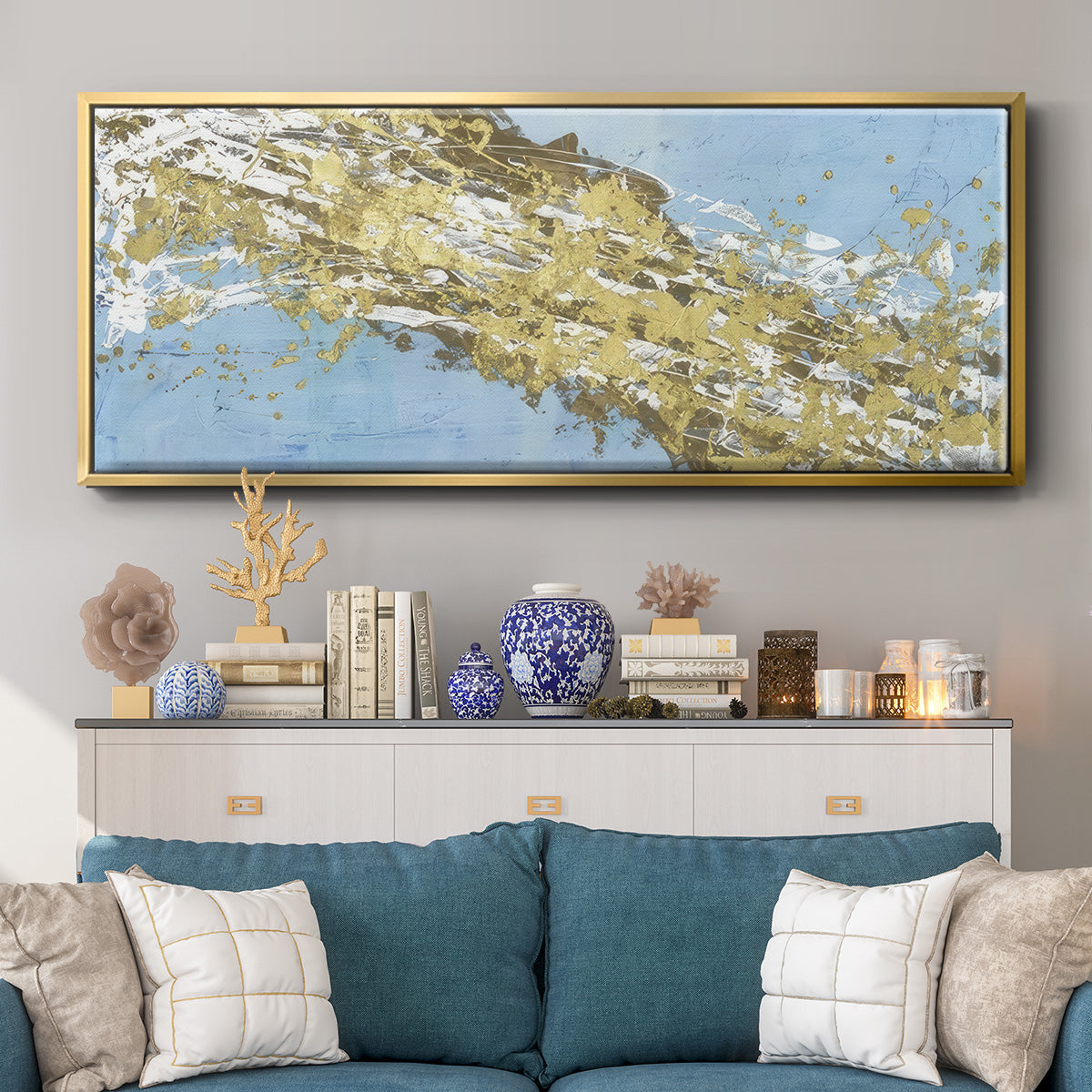 Mistral V in Azure - Floater Framed Canvas Print