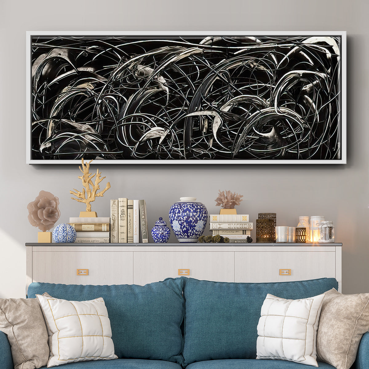 Linear Movement I - Floater Framed Canvas Print