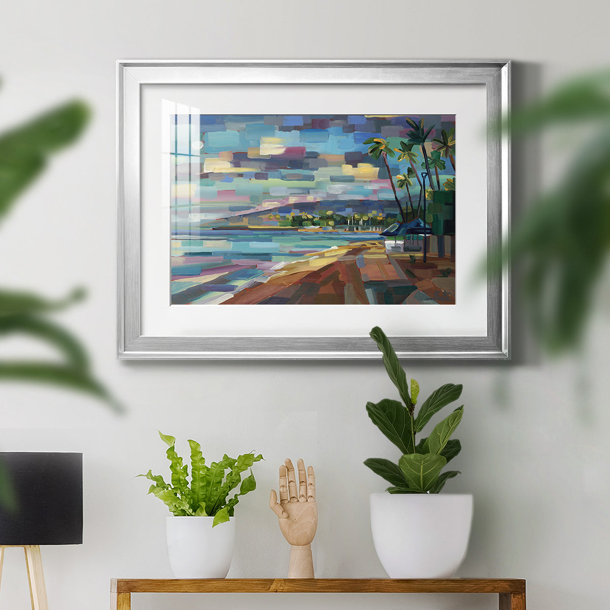 Morning Moon Over Waikiki Premium Framed Print - Ready to Hang