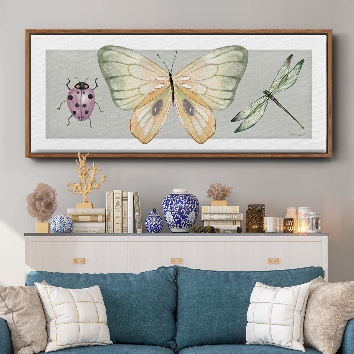 Pretty Insects I - Floater Framed Canvas Print