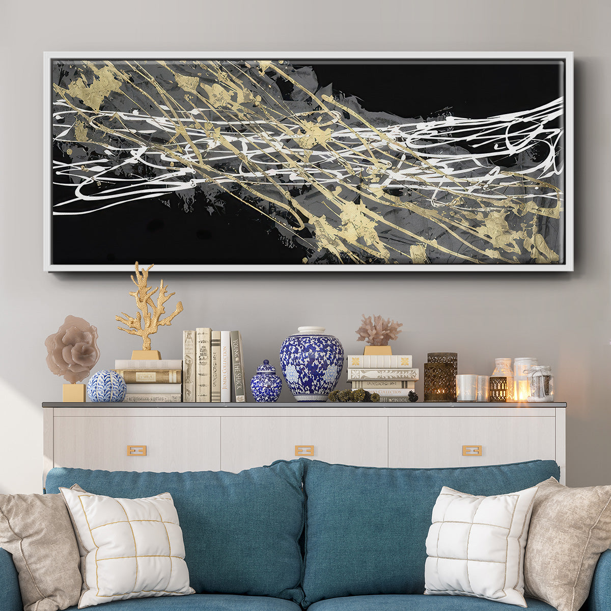 Mistral III in Black - Floater Framed Canvas Print