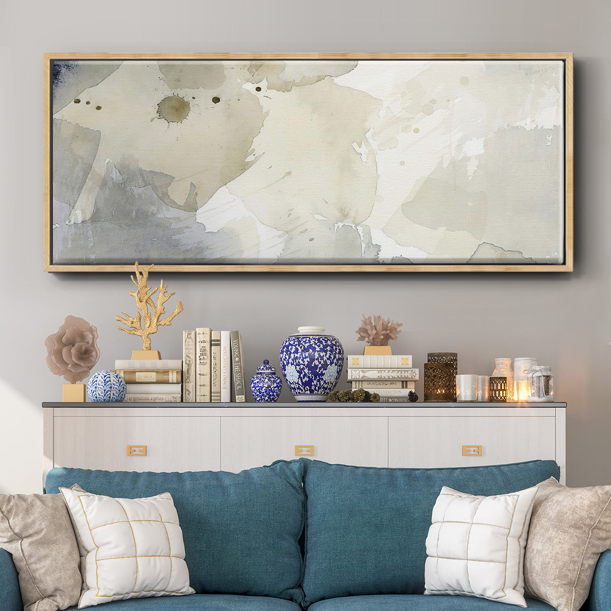 Dried Bergamot in Mist I - Floater Framed Canvas Print