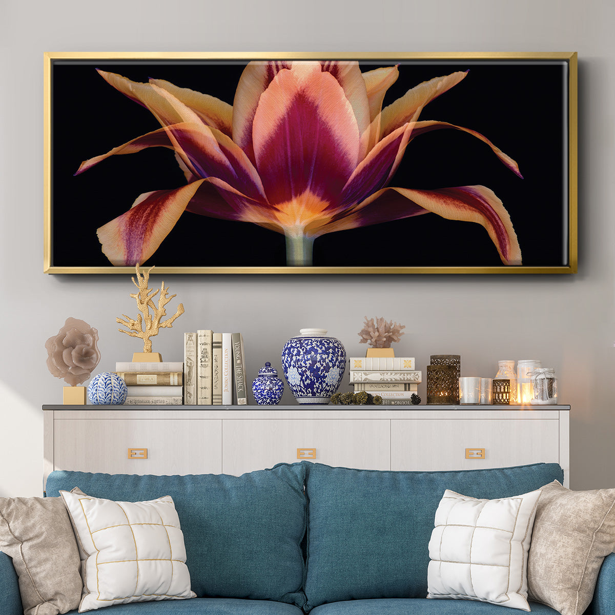Red Tulip - Floater Framed Canvas Print