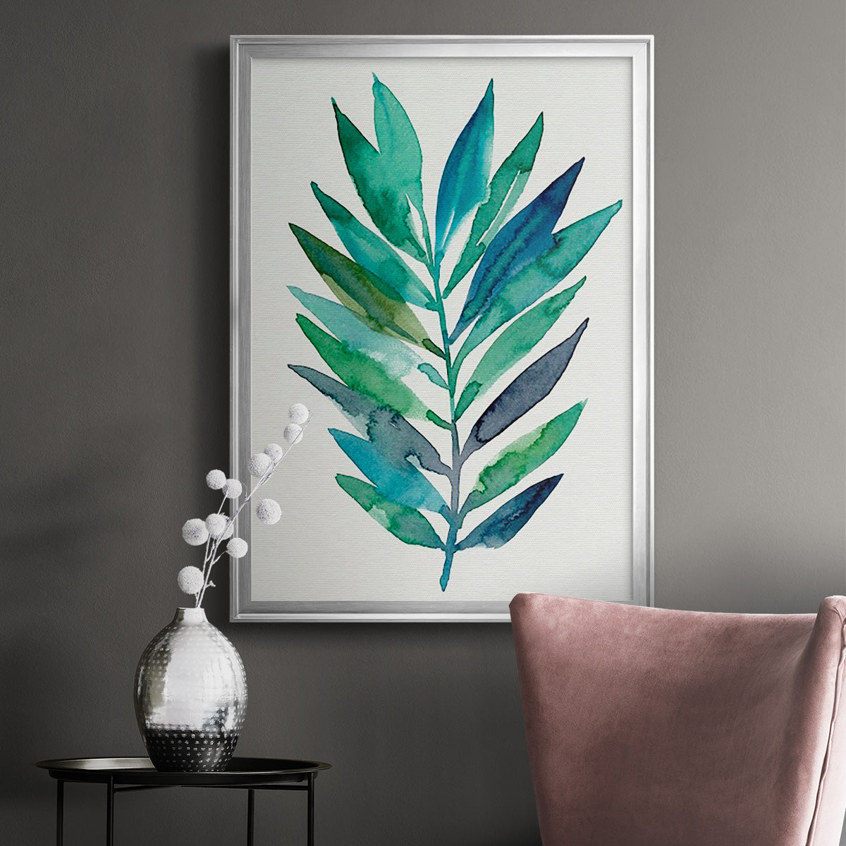 Palm Frond Flow II - Modern Framed Canvas Print