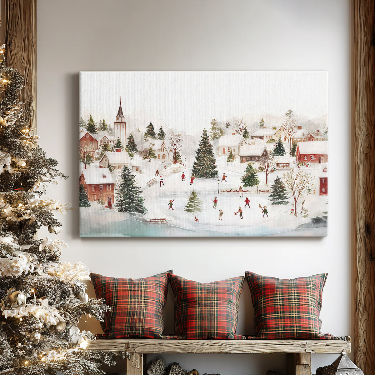 Snowwhite Manger Square - Canvas Art Print