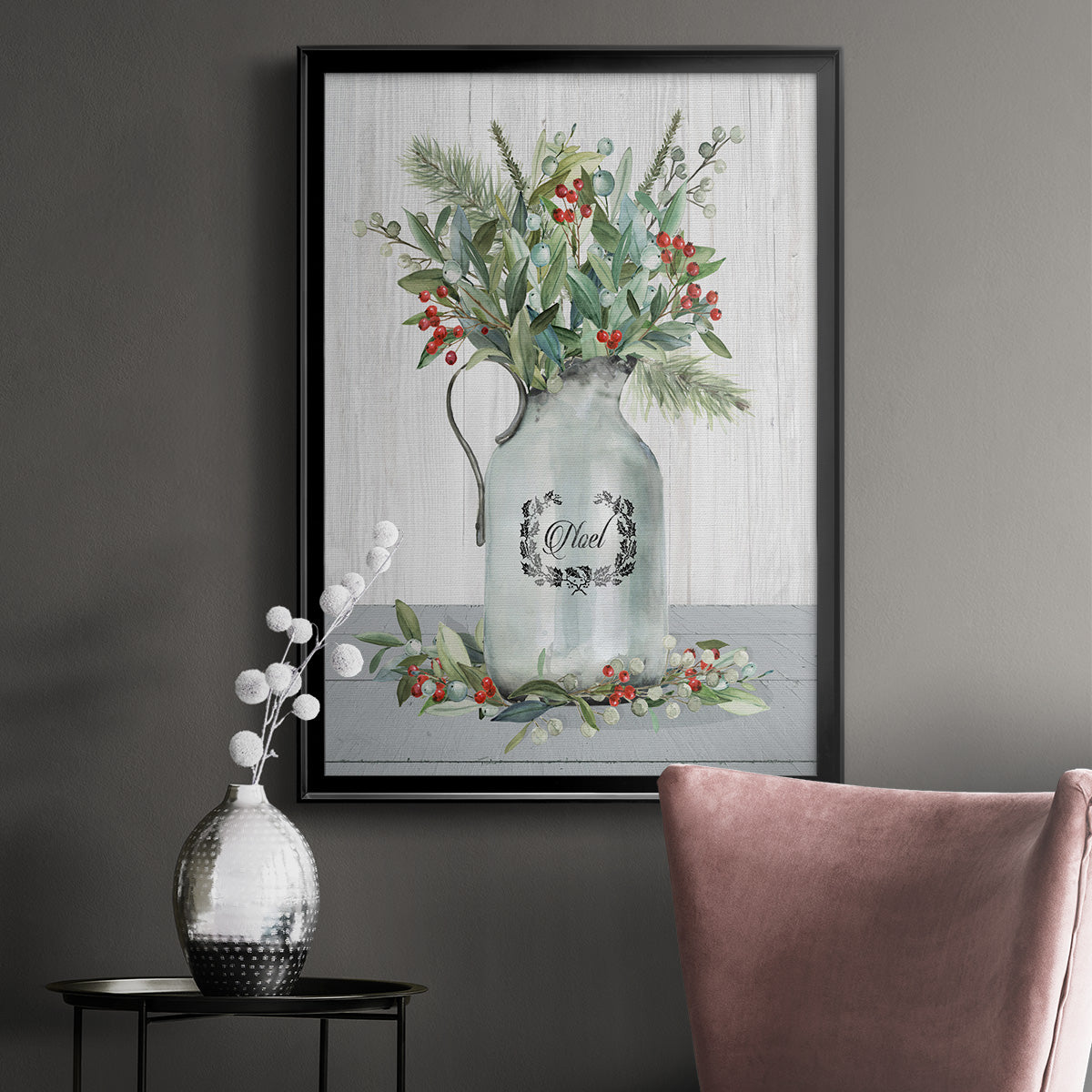 Farmhouse Christmas Noel - Modern Framed Canvas Print