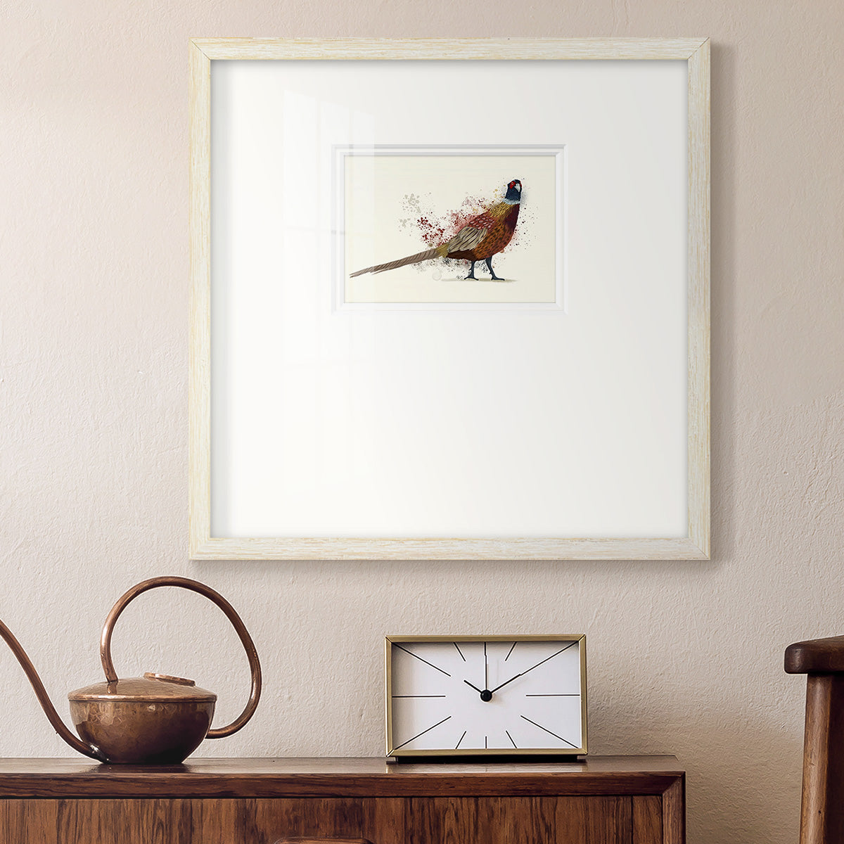 Pheasant Splash 2 Premium Framed Print Double Matboard