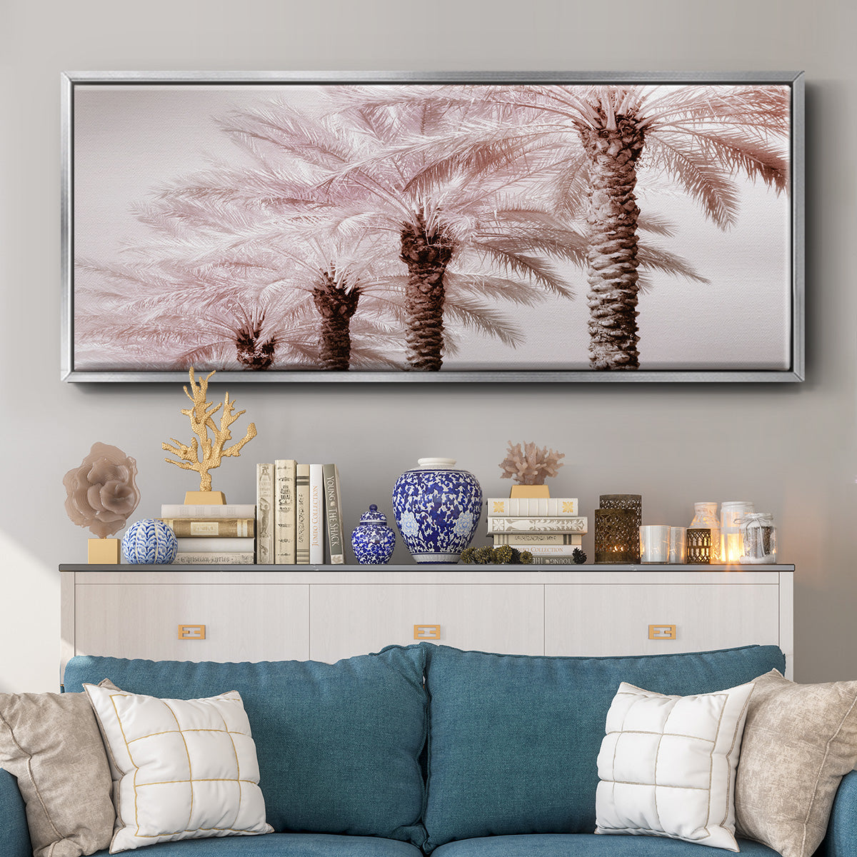 Stately Palms - Floater Framed Canvas Print