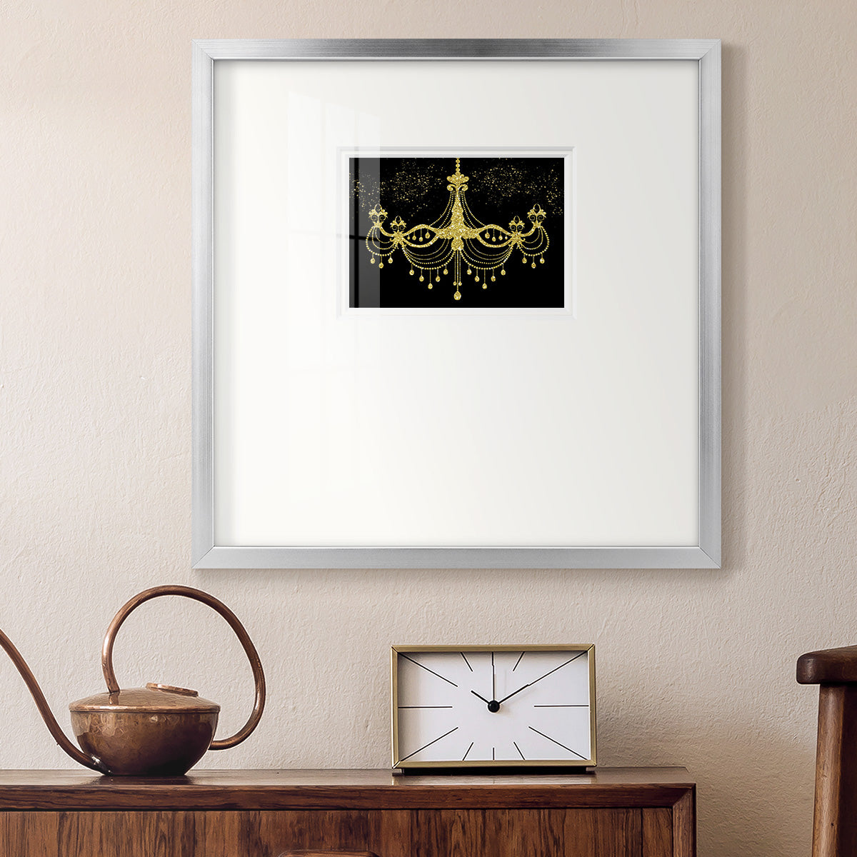 Golden Chandelier Premium Framed Print Double Matboard