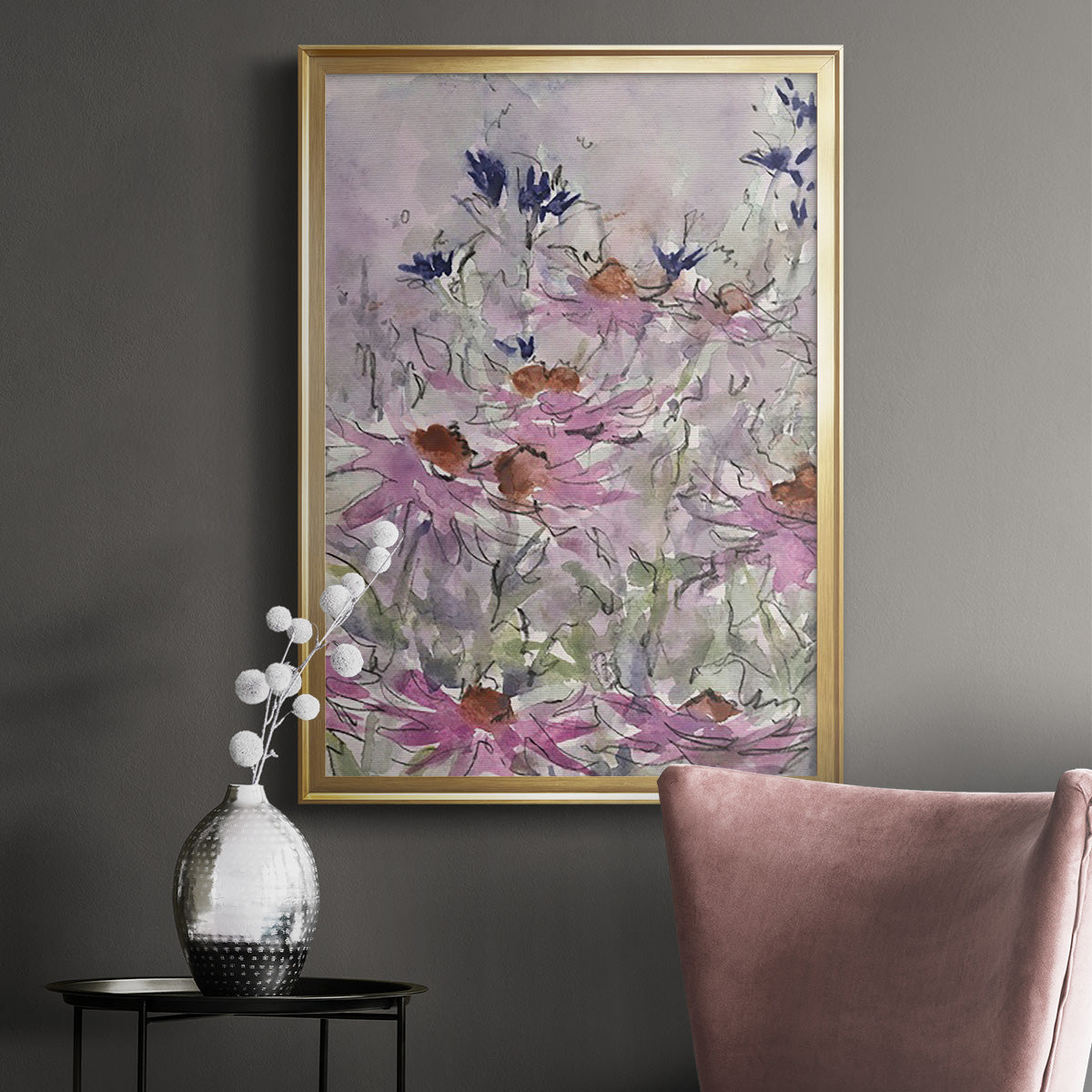 Floral Entertainment II - Modern Framed Canvas Print