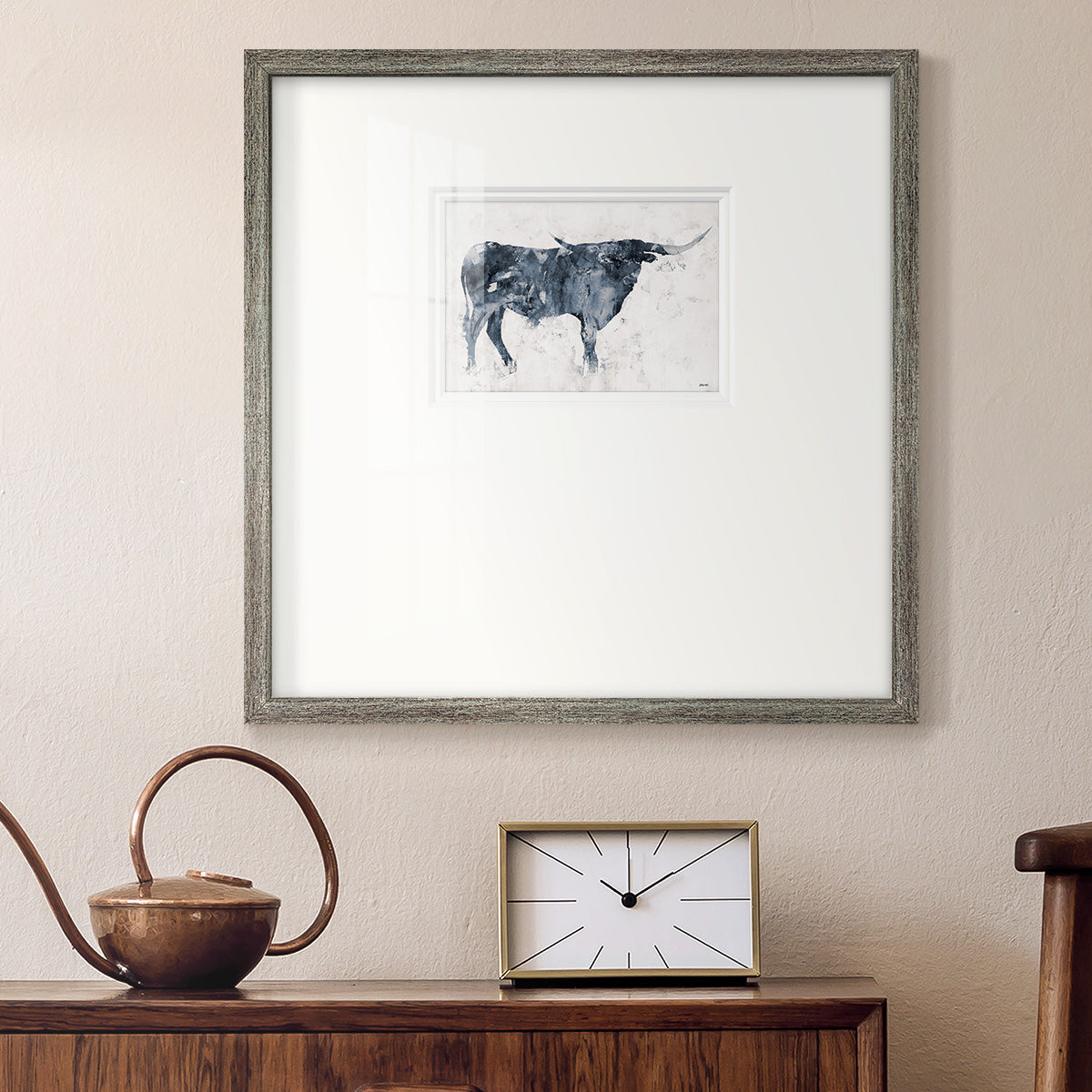 Long Horn Alt V2 - Double Matboard Framed Print