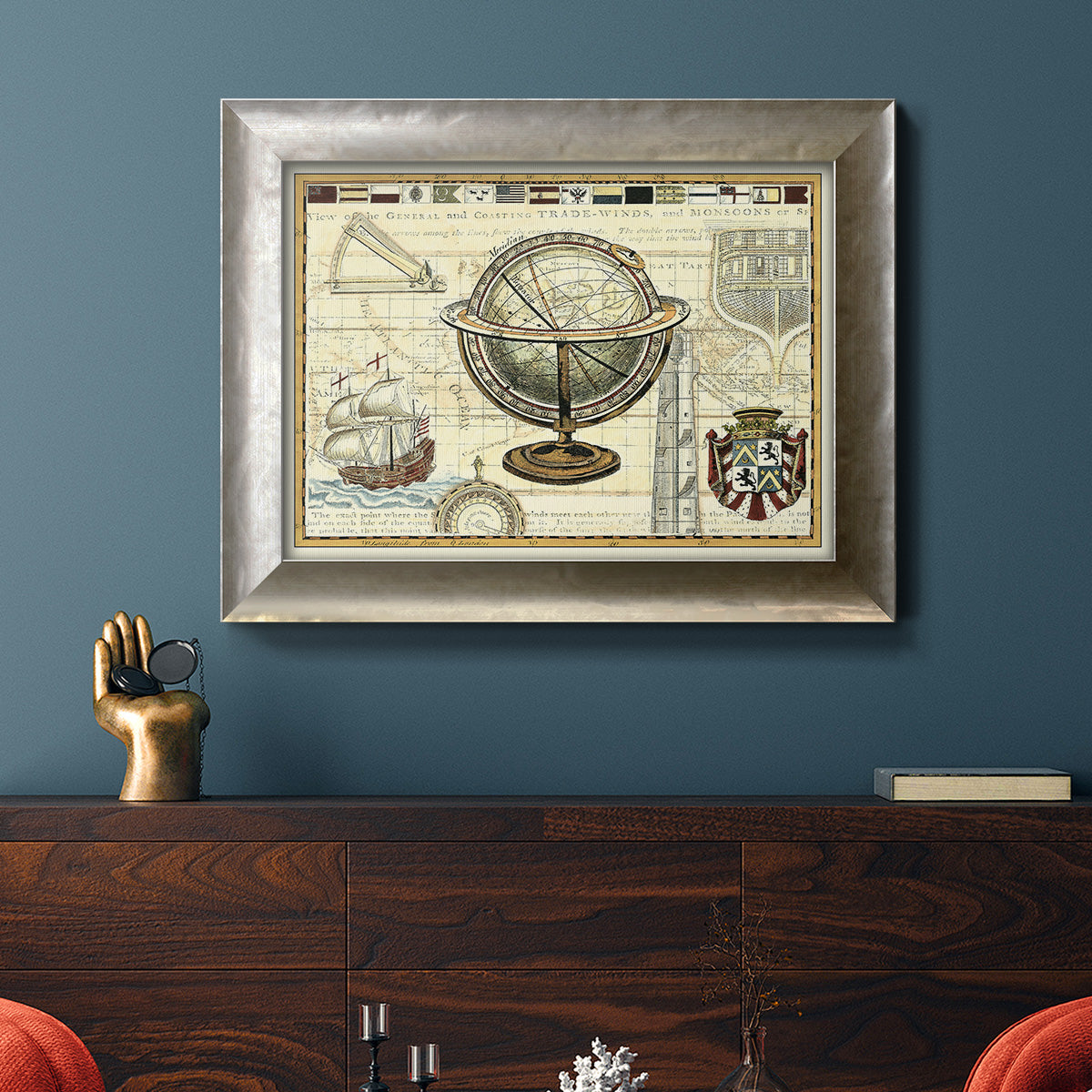 Nautical Map II Premium Framed Canvas- Ready to Hang