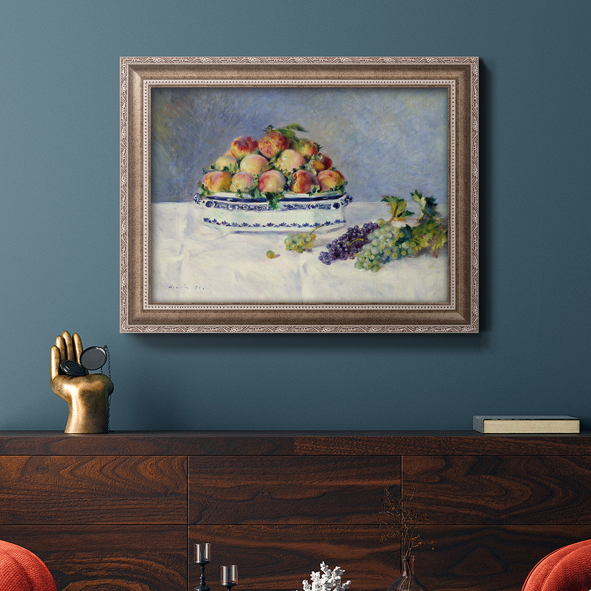 Still Life with Peaches and Grapes Premium Framed Canvas- Ready to Hang