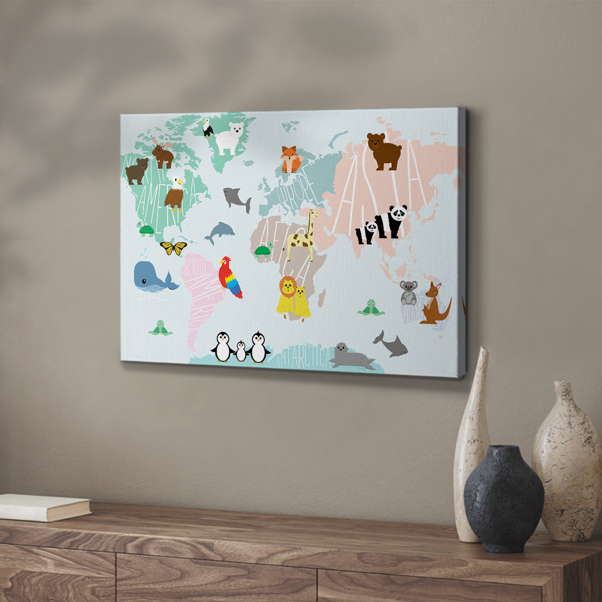 Animal Map - Canvas Art Print
