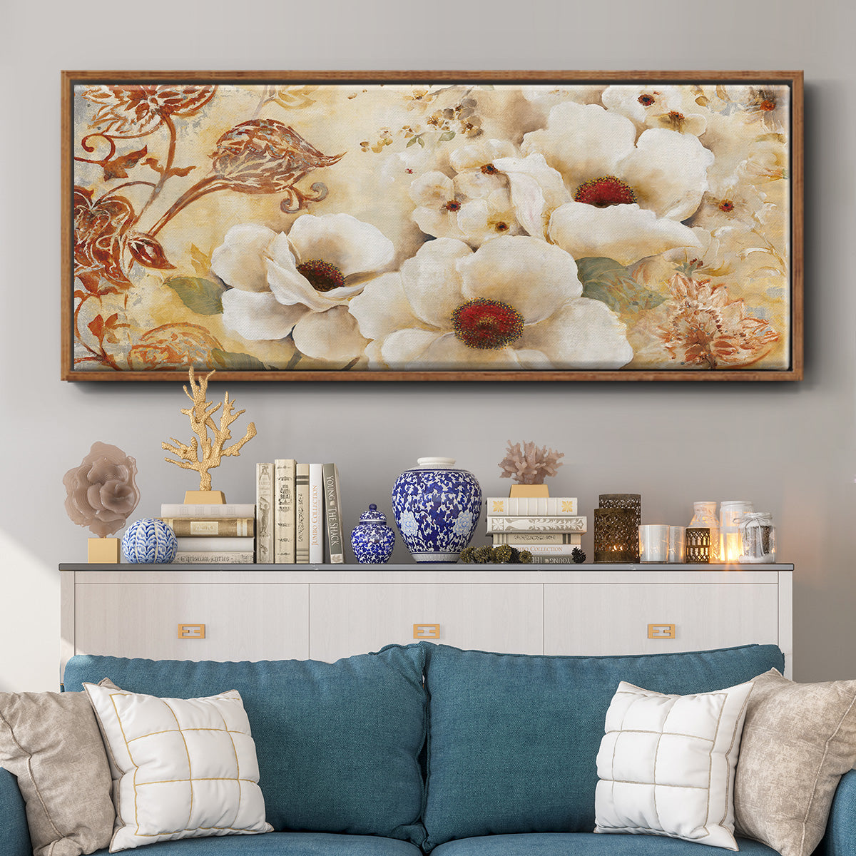 English Garden - Floater Framed Canvas Print