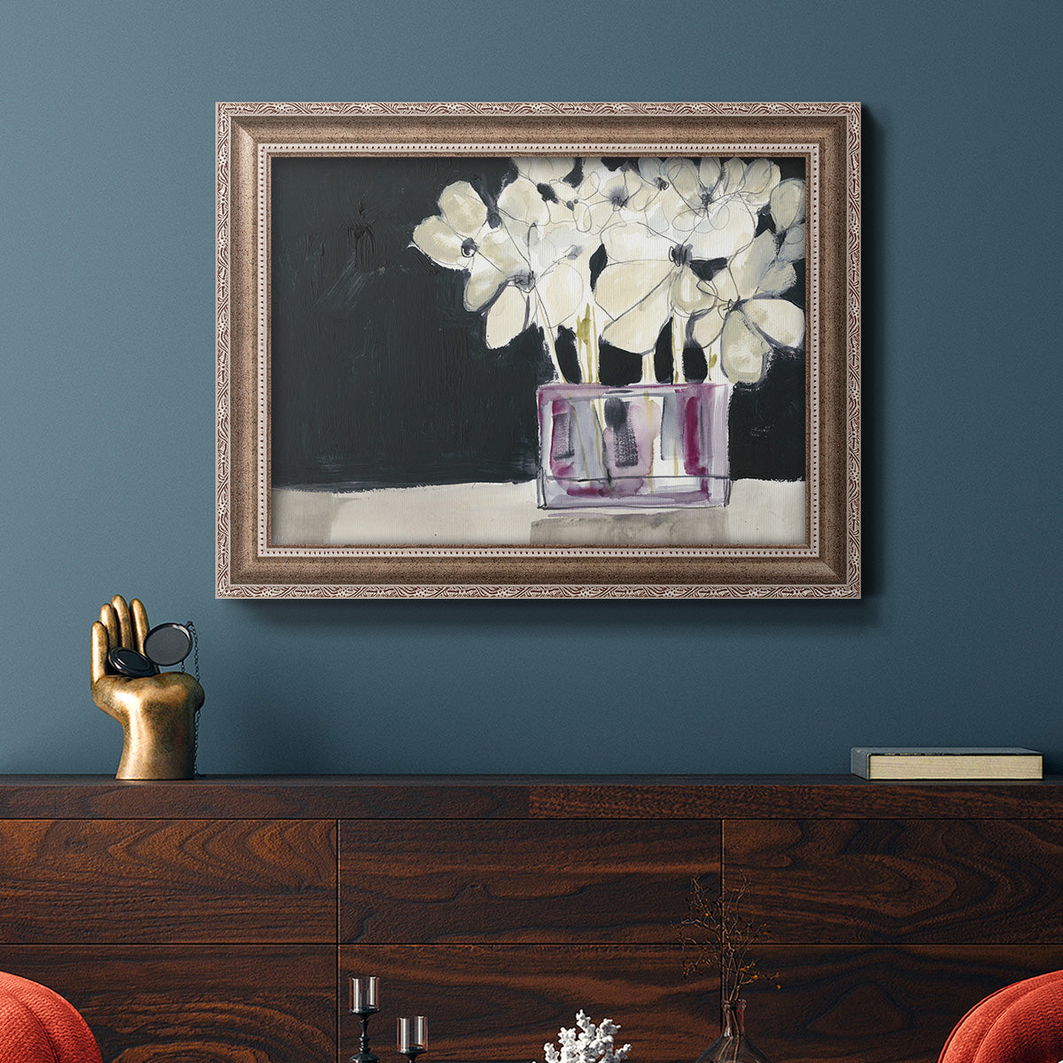 White Flowers in Fuchsia I Premium Framed Canvas- Ready to Hang