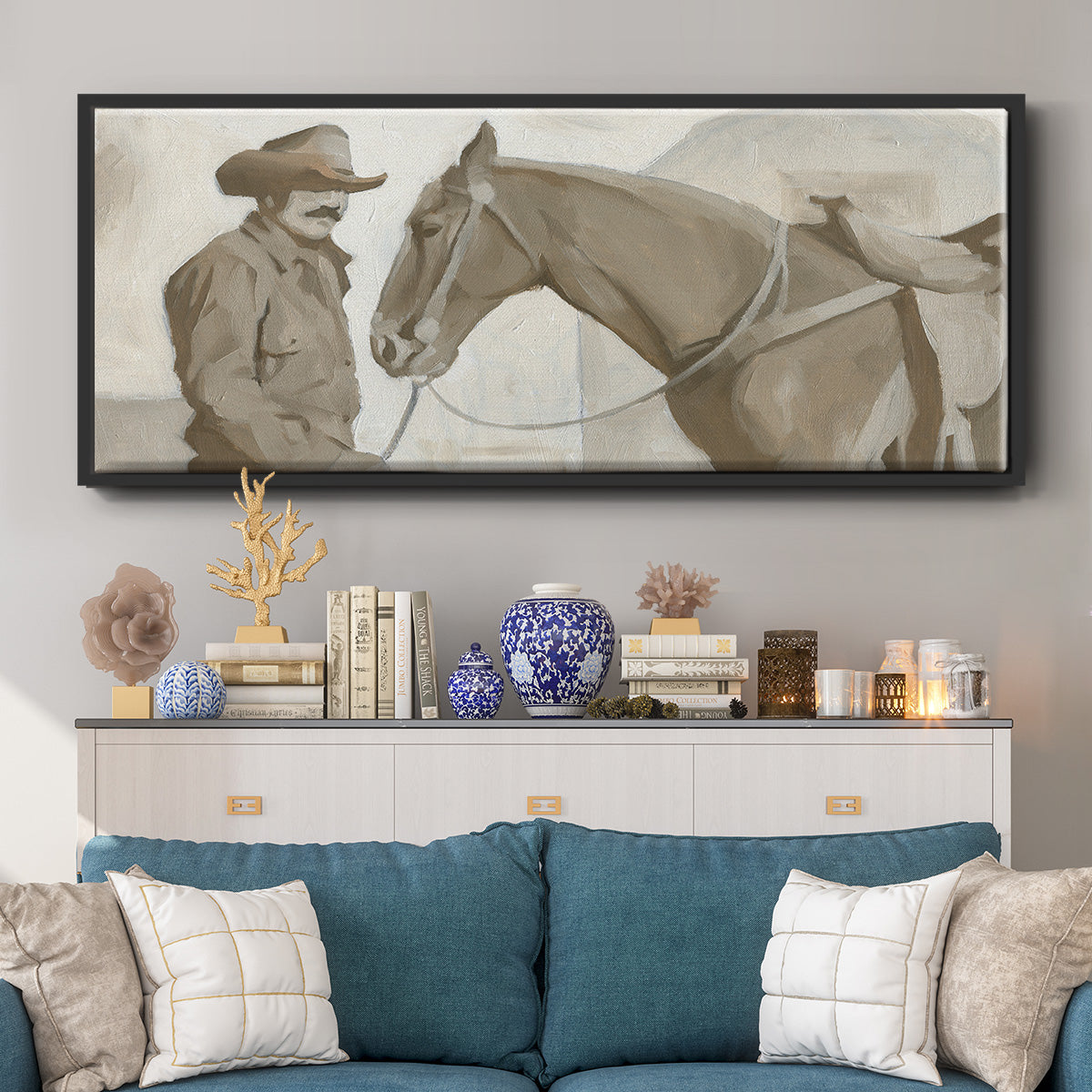 Work Friends II - Floater Framed Canvas Print
