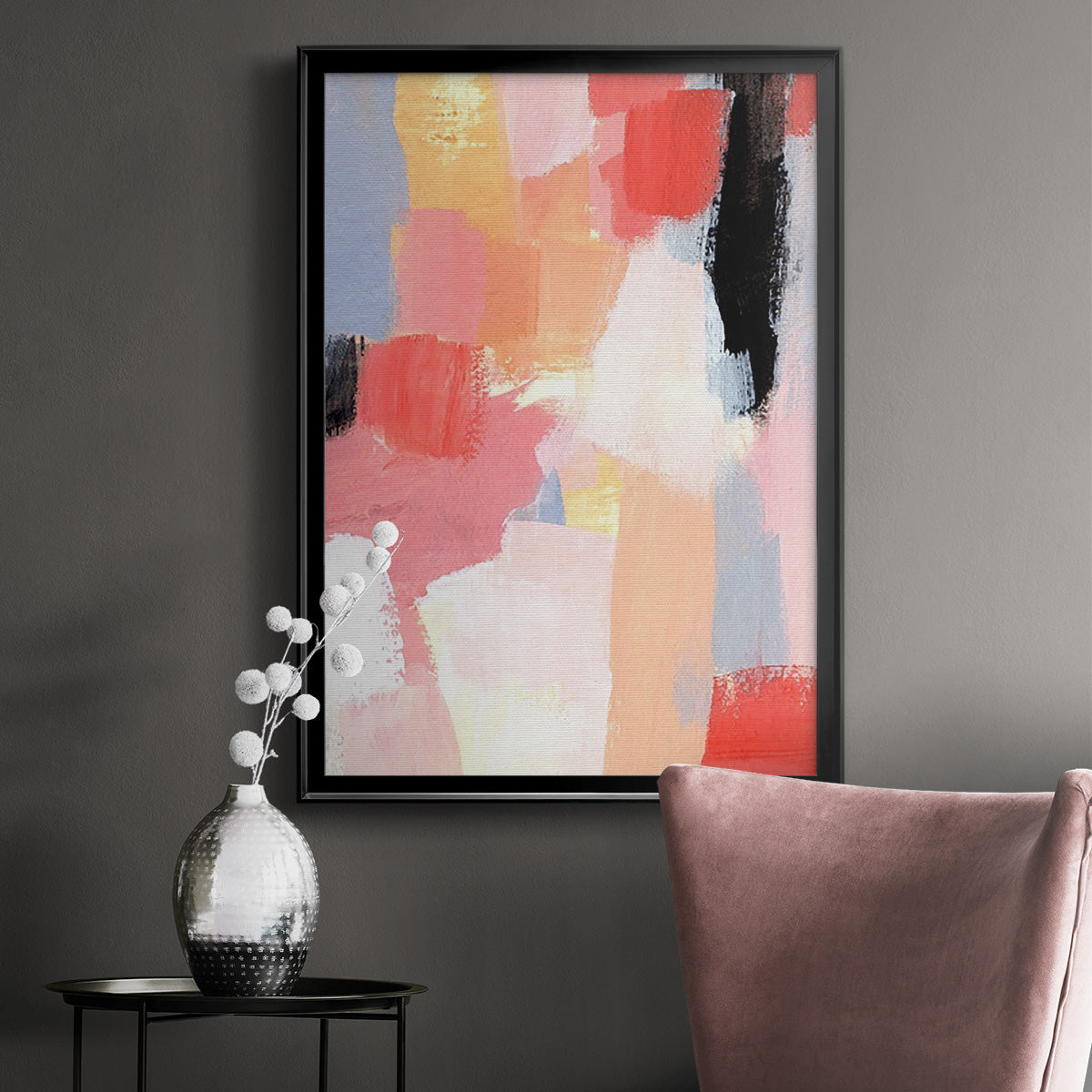 Aerial Scarlet I - Modern Framed Canvas Print