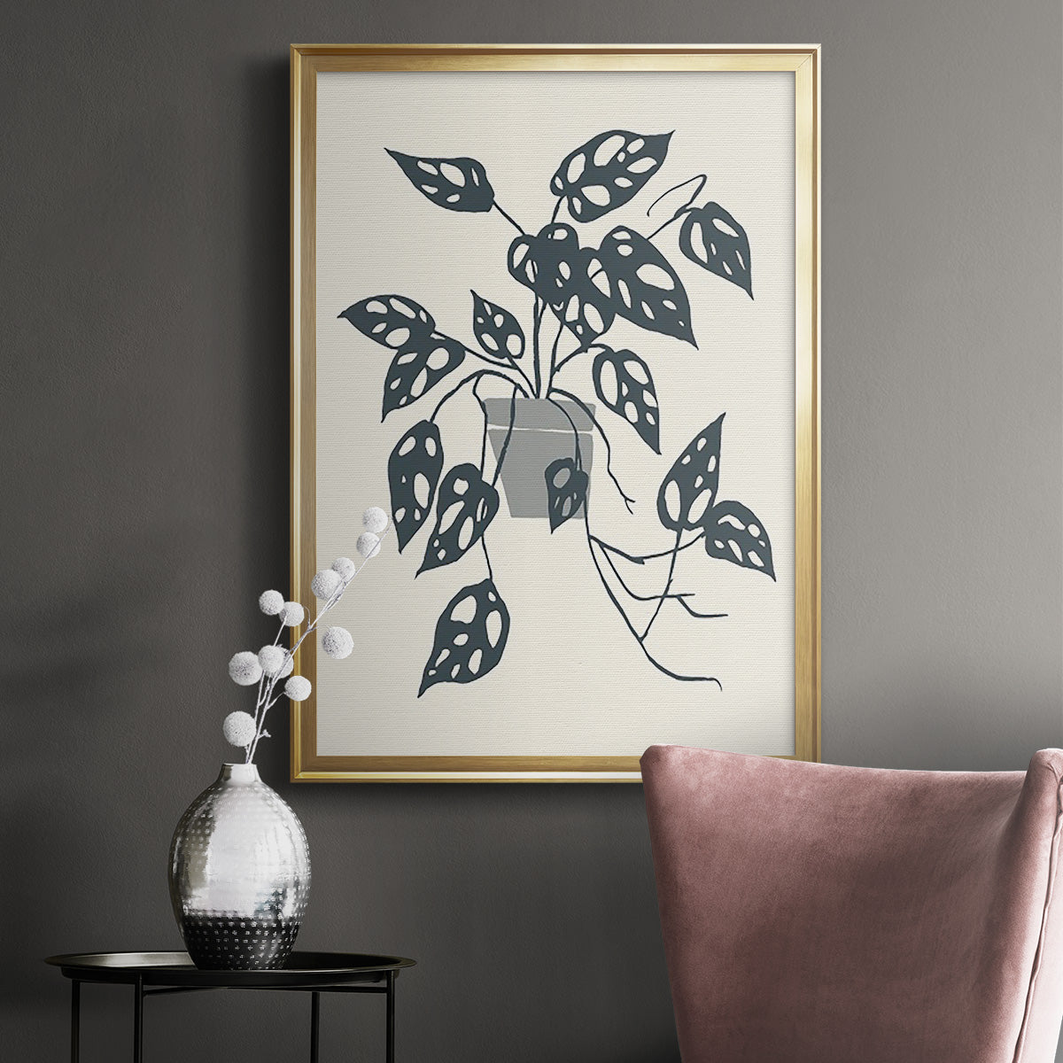 Growing Leaves I - Modern Framed Canvas Print