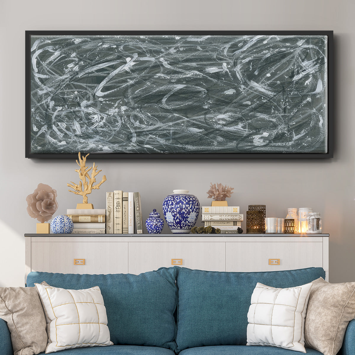 Static Scramble II - Floater Framed Canvas Print