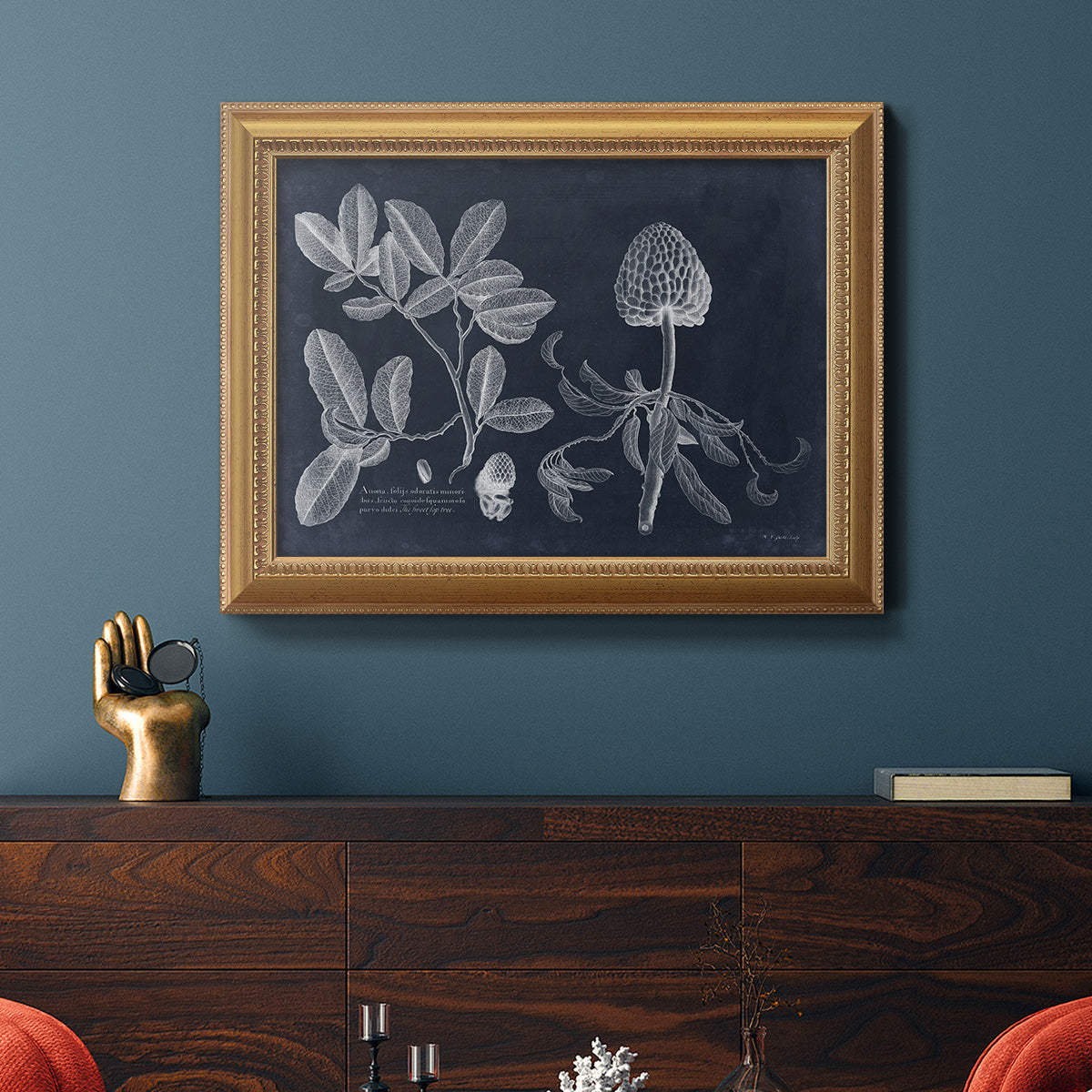 Foliage on Navy II Premium Framed Canvas- Ready to Hang