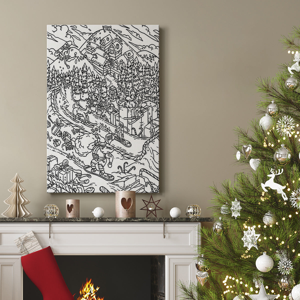 Snowboard Santa - Gallery Wrapped Canvas