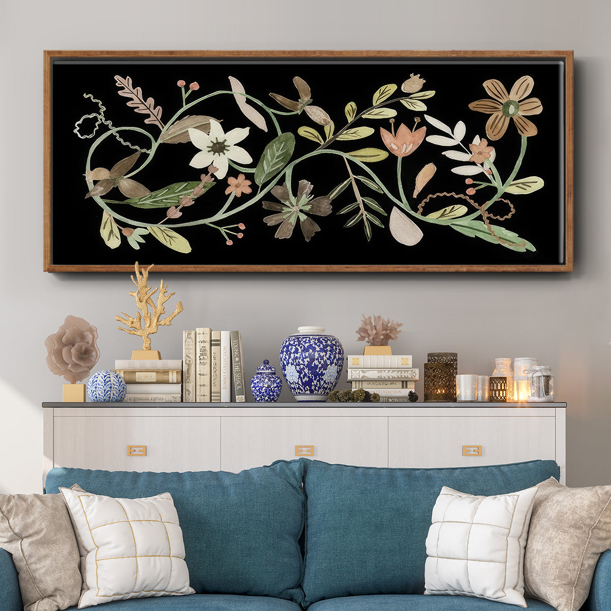 Pressed Flowers I - Floater Framed Canvas Print