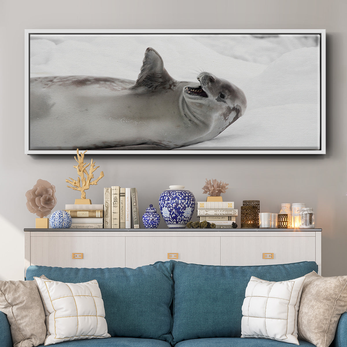 Laughing Seal - Floater Framed Canvas Print