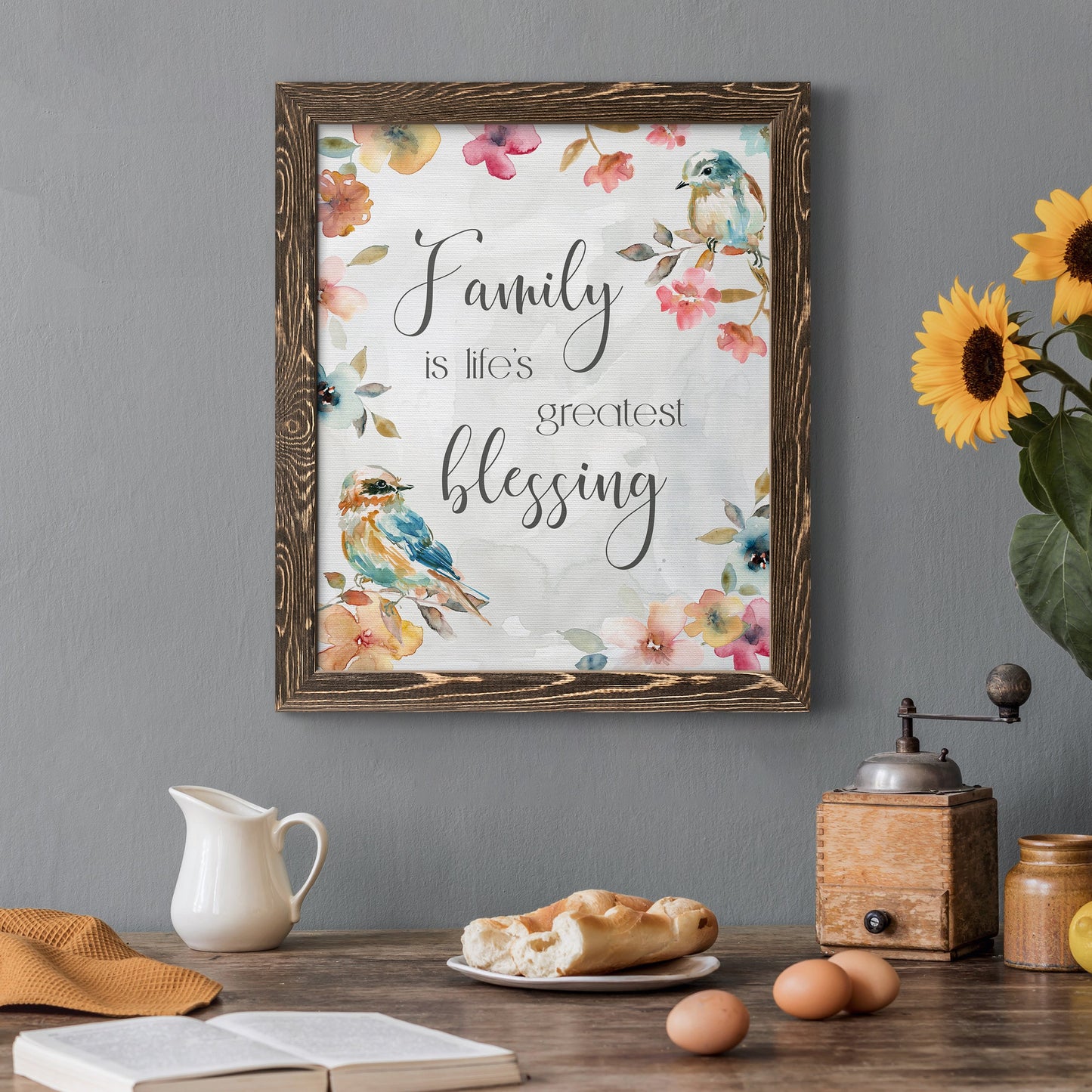 Spring Bird Blessing - Premium Canvas Framed in Barnwood - Ready to Hang