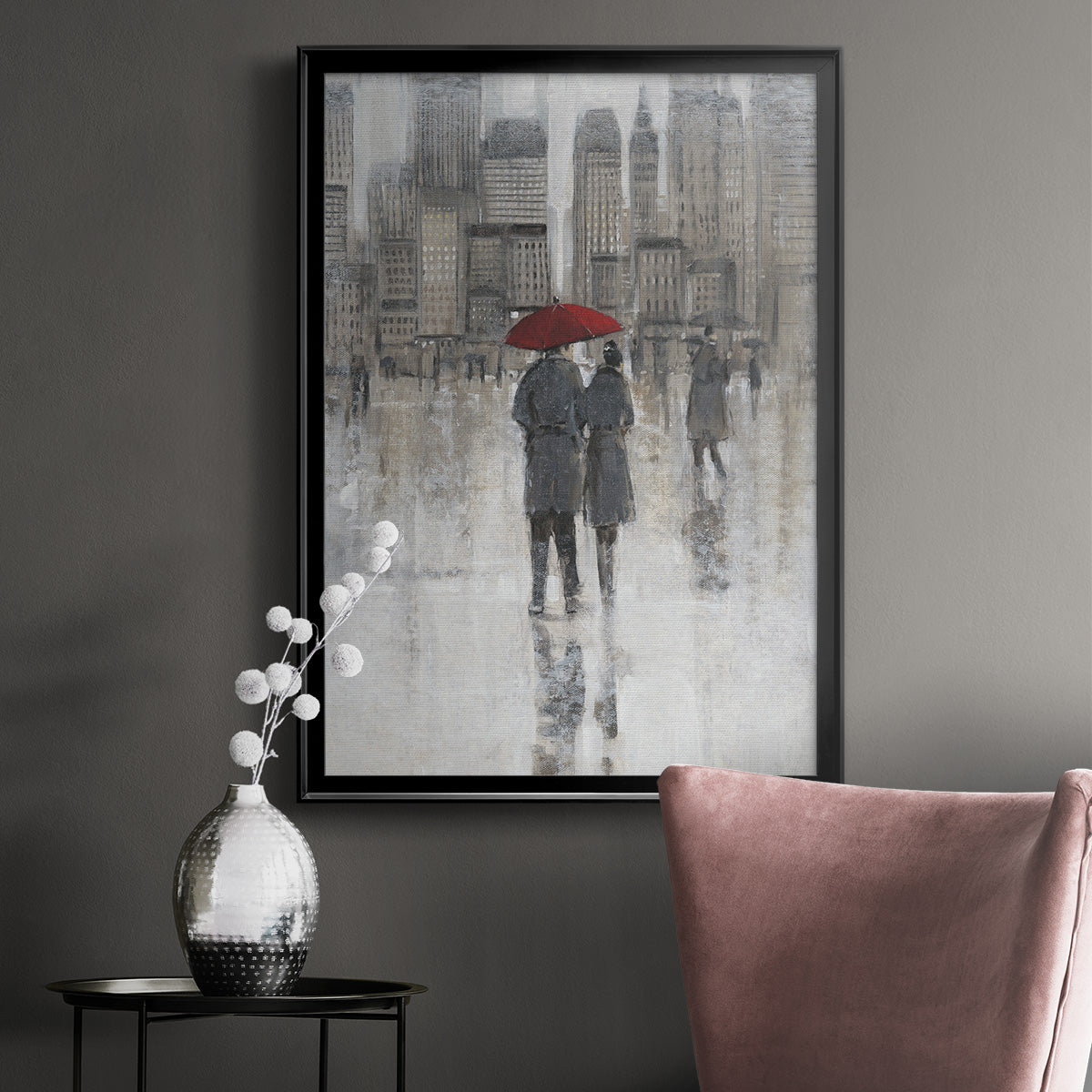 Rain in The City I - Modern Framed Canvas Print