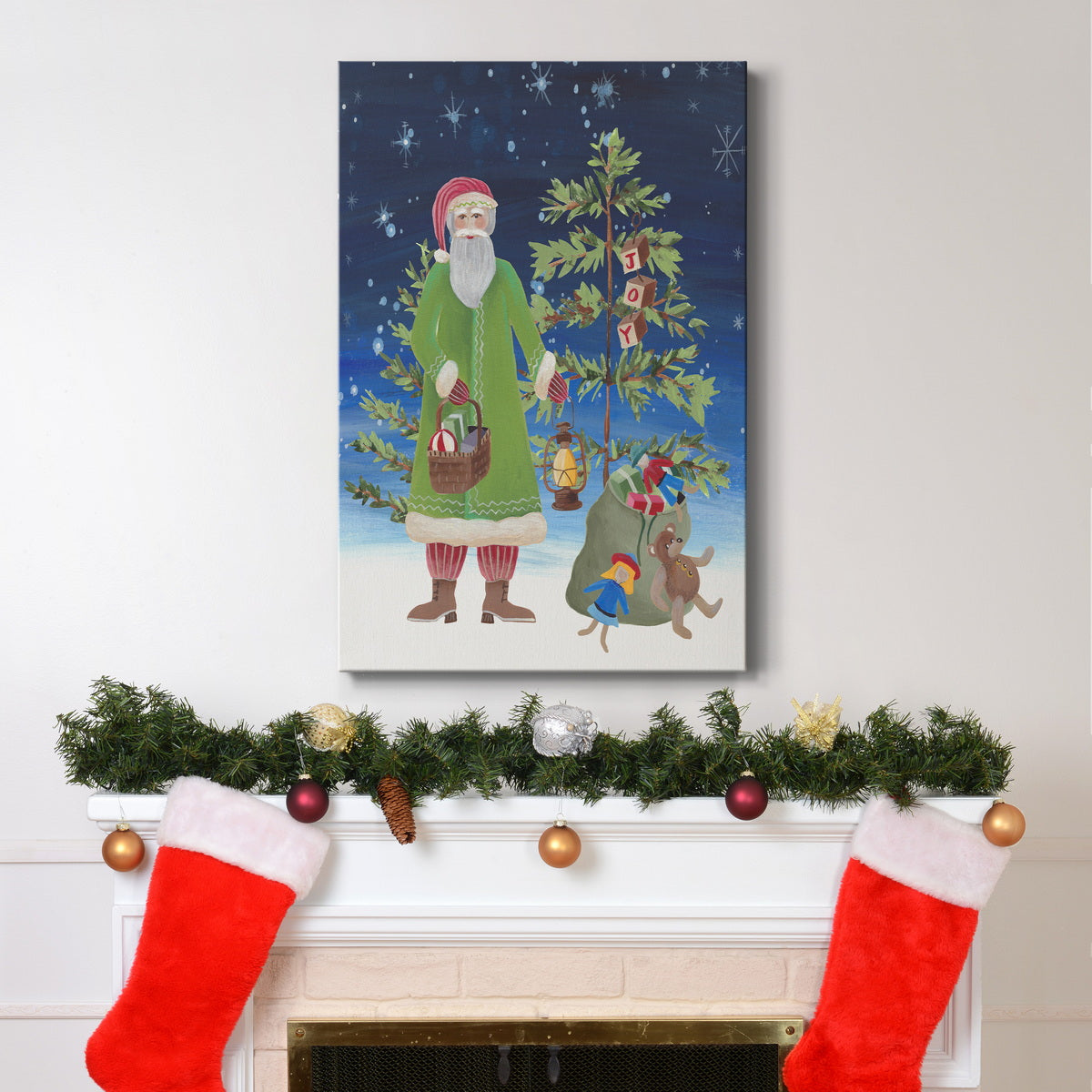 Folksy Father Christmas II Premium Gallery Wrapped Canvas - Ready to Hang