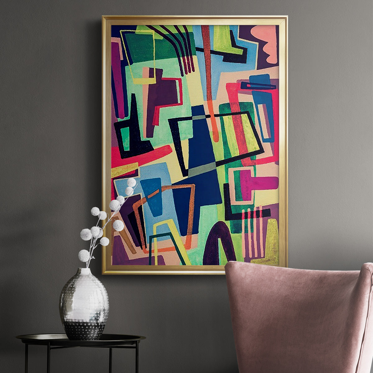 Connected Colors II - Modern Framed Canvas Print