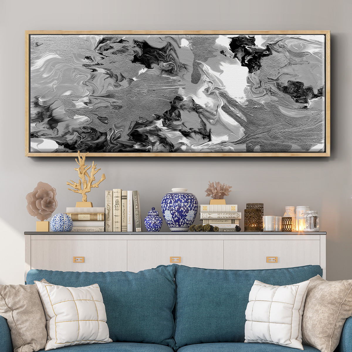 Rich Marble - Floater Framed Canvas Print
