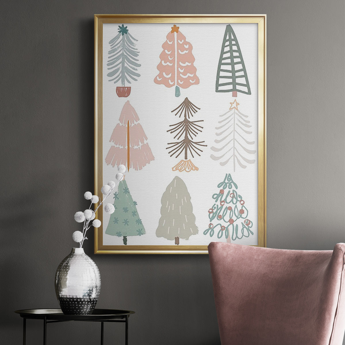 Christmas Tree Sketchbook II - Modern Framed Canvas Print