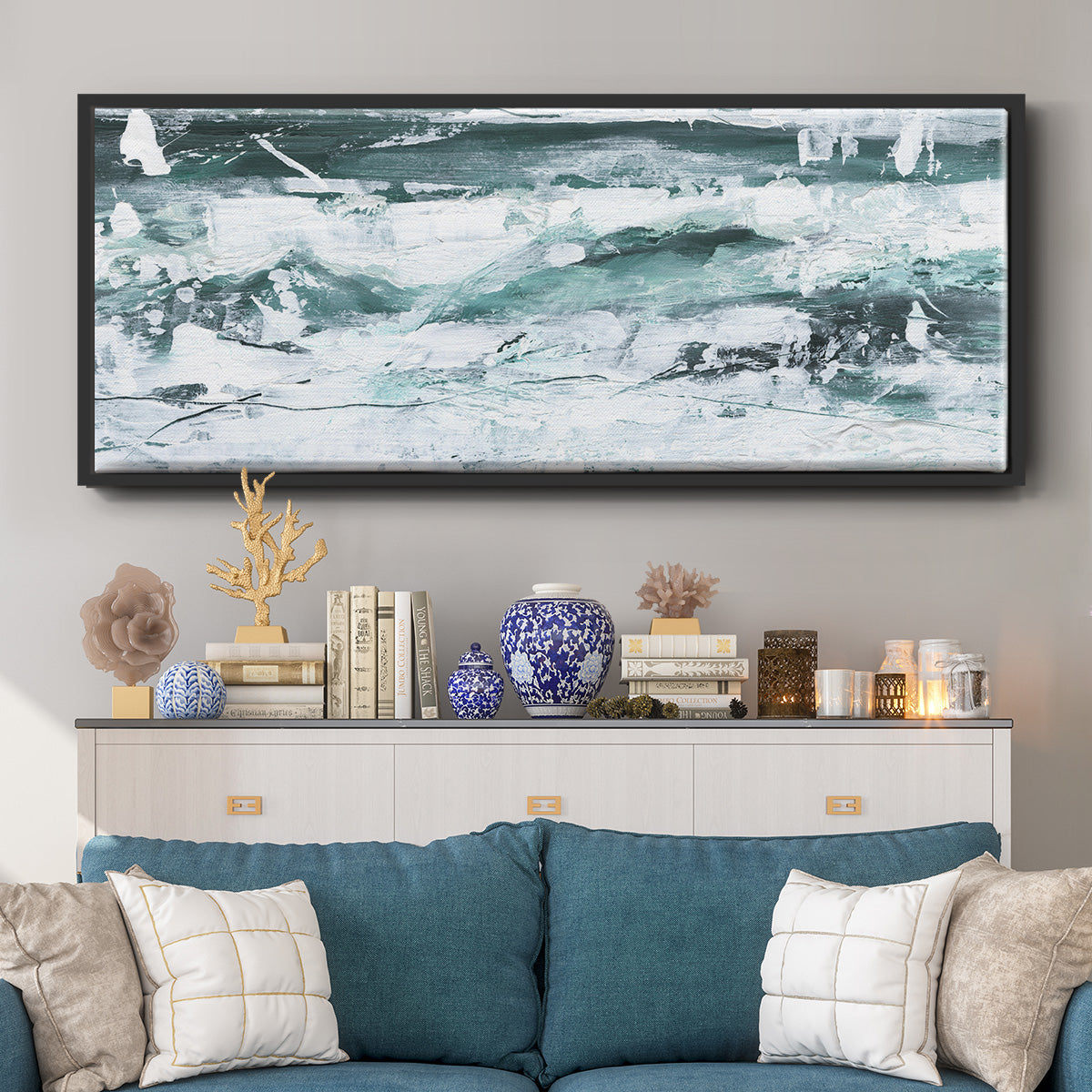 Misty Waves II - Floater Framed Canvas Print