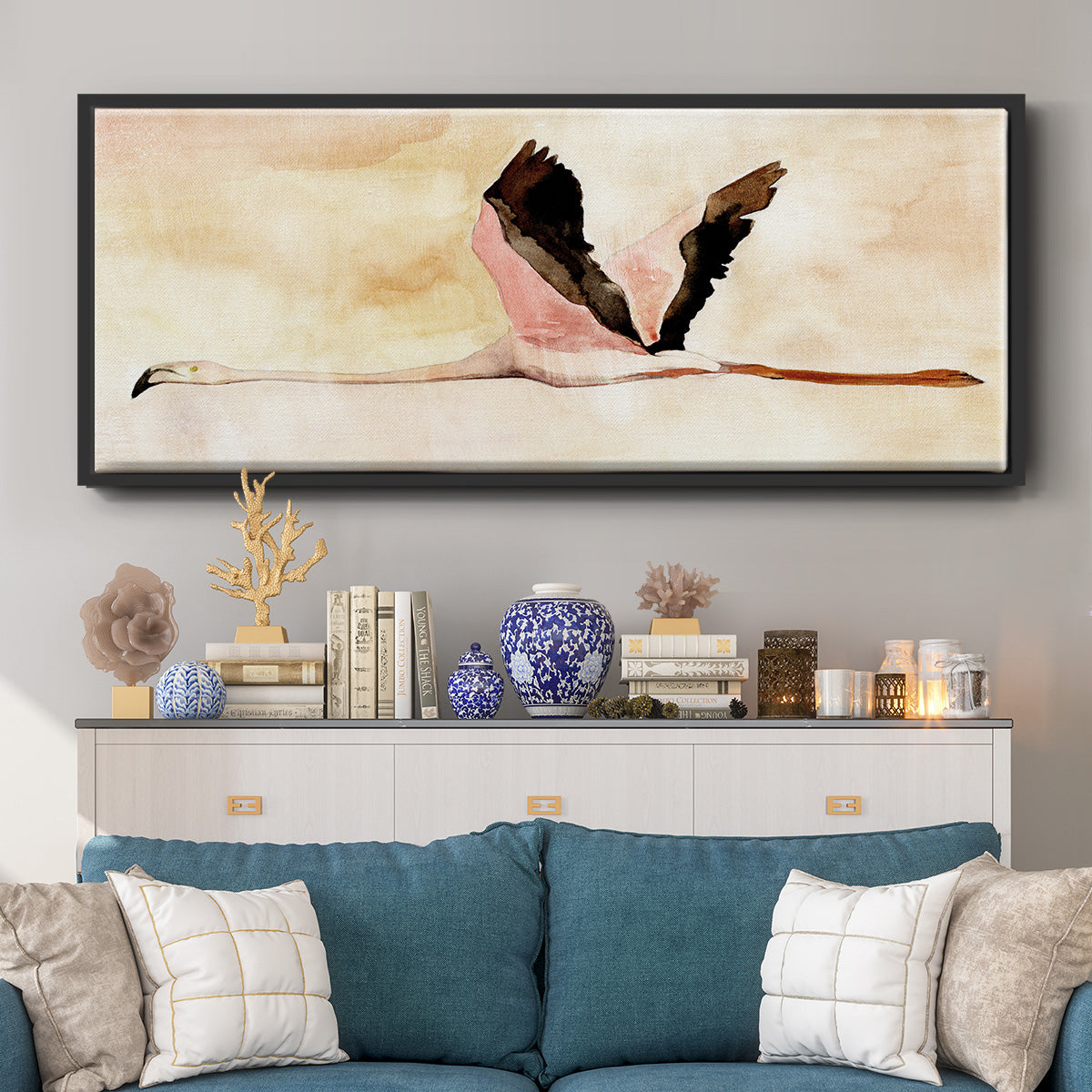 Touching Down I - Floater Framed Canvas Print