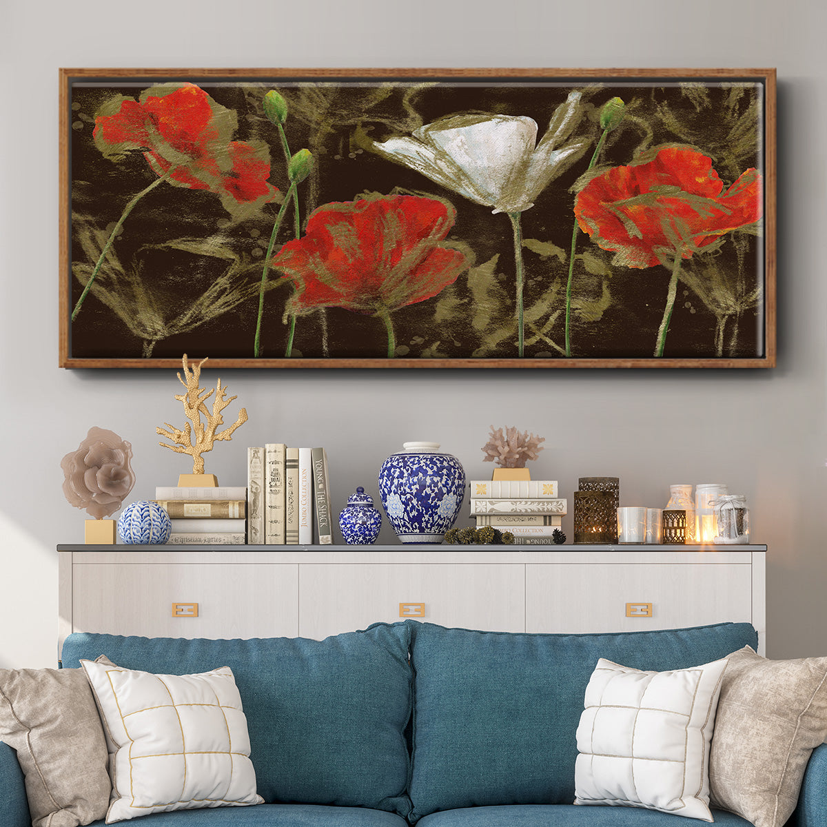 Golden Poppy - Floater Framed Canvas Print