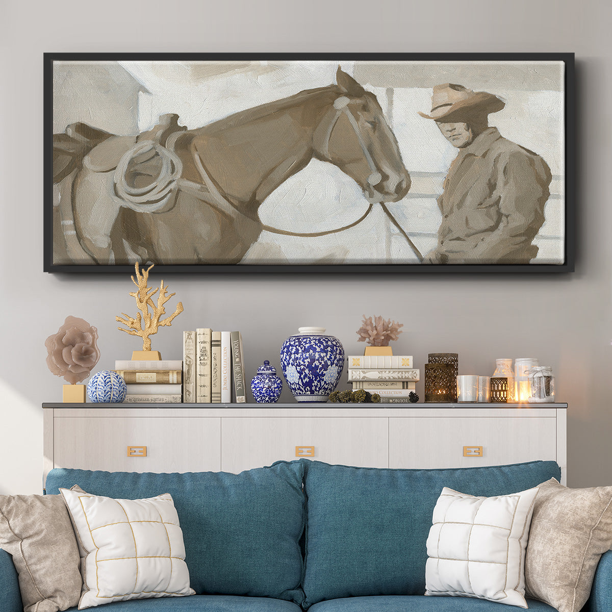Work Friends I - Floater Framed Canvas Print