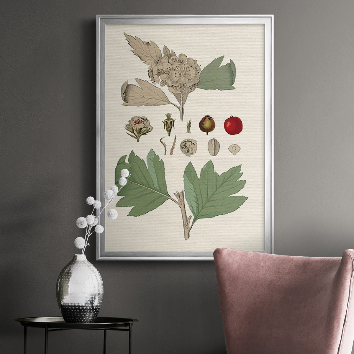 Leaves & Berries IV - Modern Framed Canvas Print