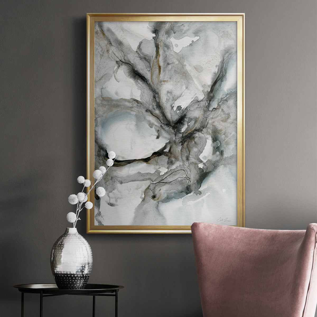 Marble Harmony - Modern Framed Canvas Print
