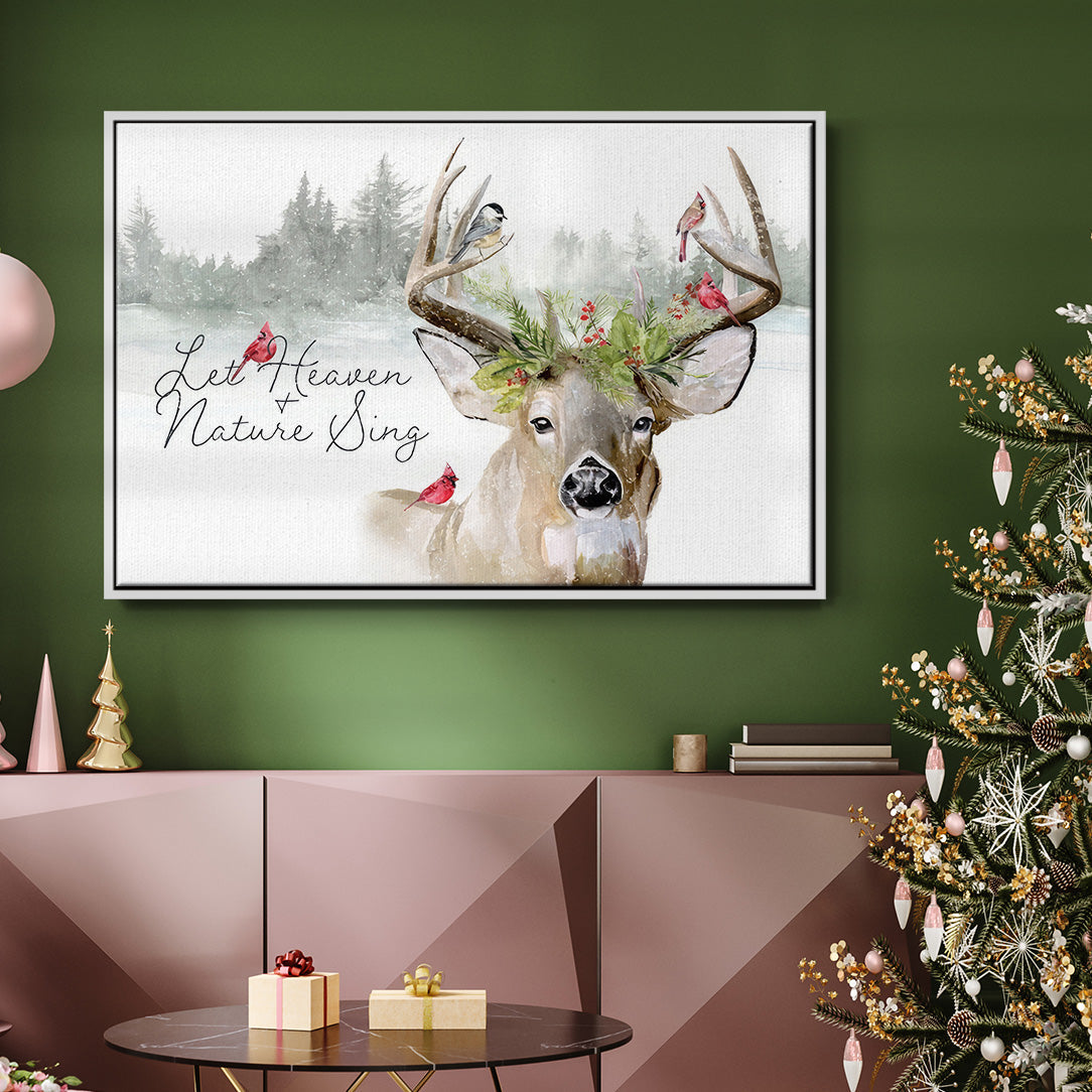 Holiday Deer Collection A - Floater Framed Canvas Print