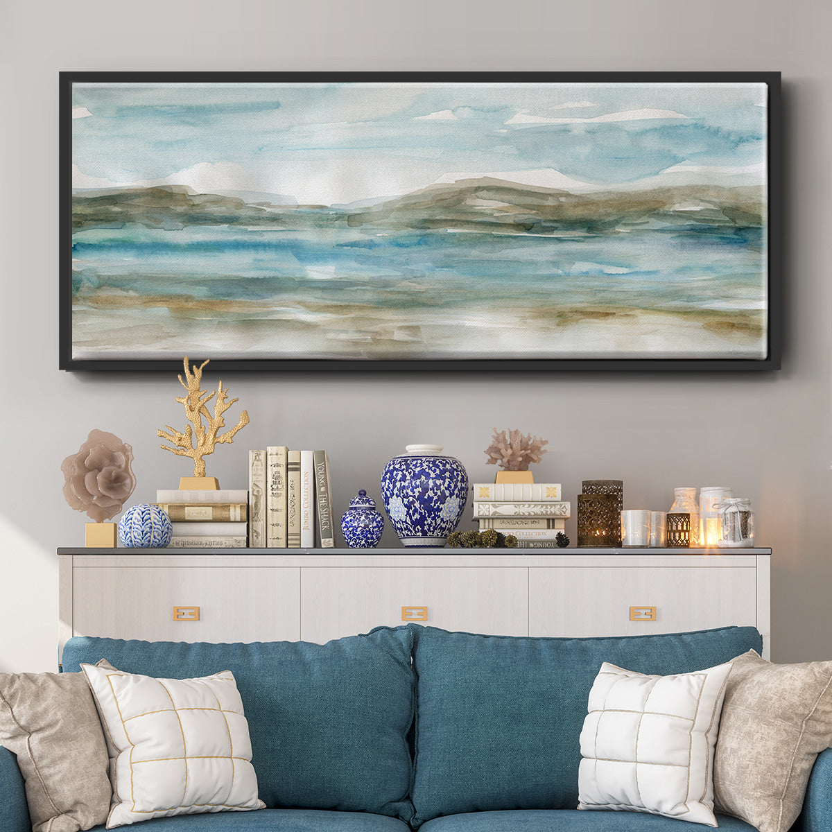 Peaceful Beach I - Floater Framed Canvas Print
